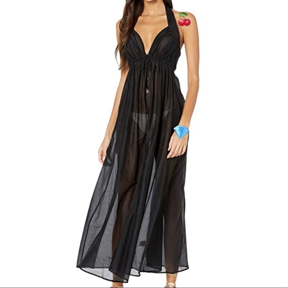 Stella McCartney Black Flowy Fine Straps Long Maxi Dress Size Small